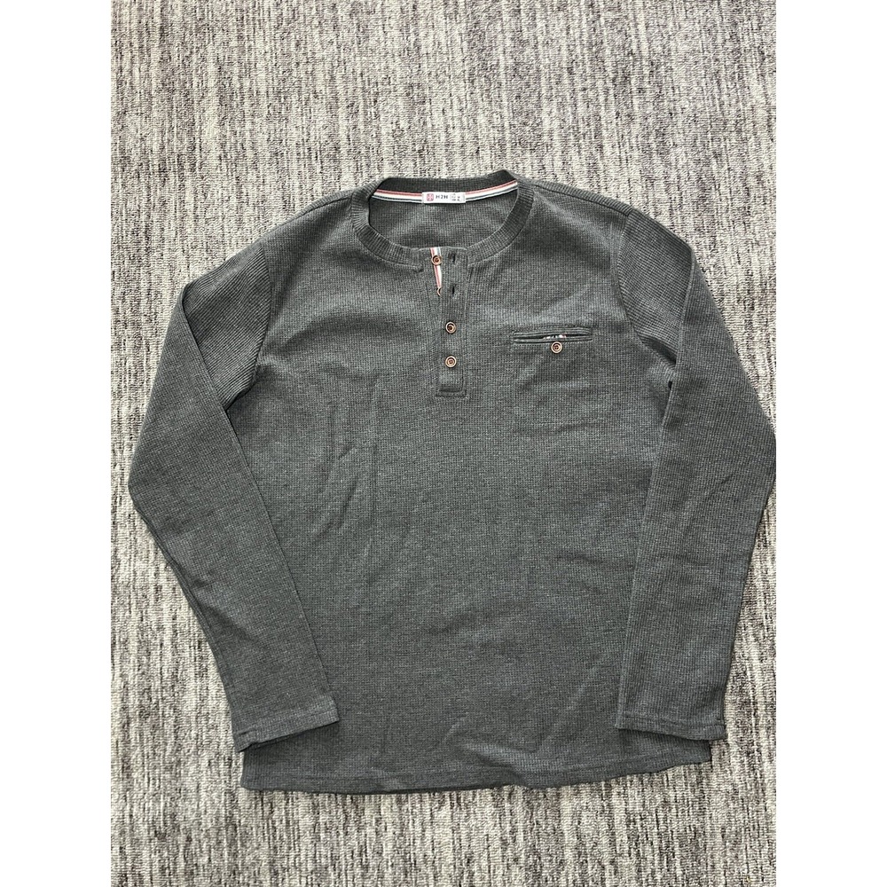 H2H Men's Button Up Gray Sweater Long Sleeve Size L Excellent Condition